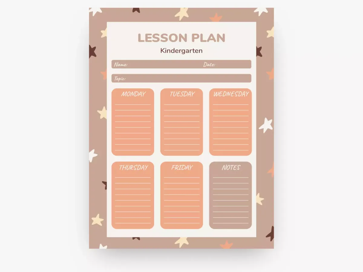 Kindergarten Weekly Lesson Plan