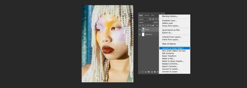 Converting photo into a smart object in Photoshop