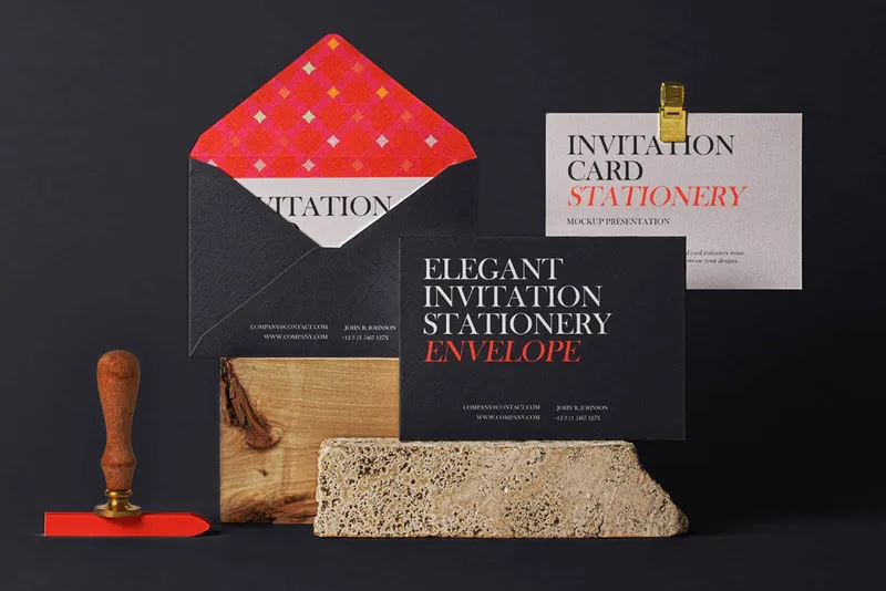 Elegant PSD Invitation Mockup Set