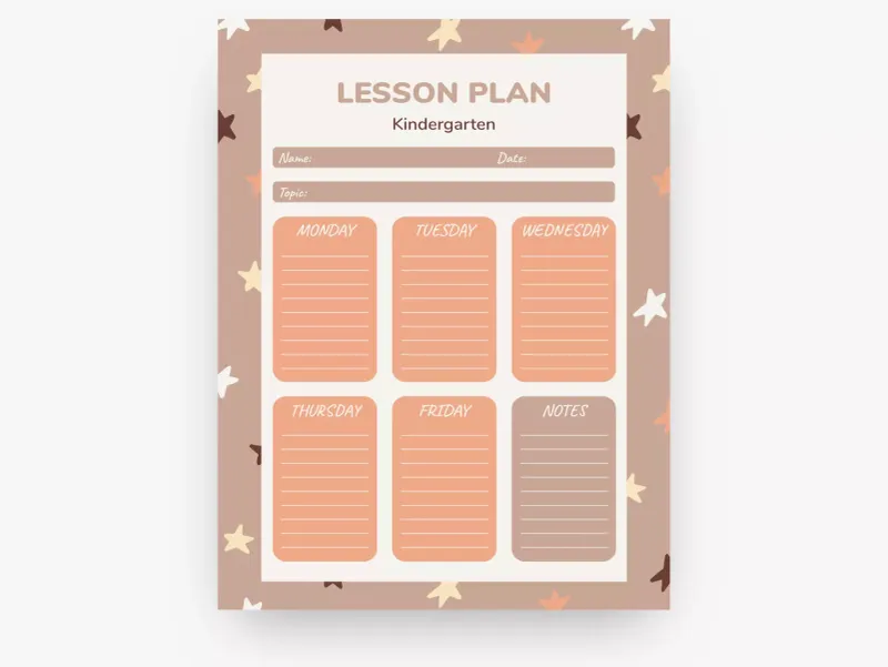 Kindergarten Weekly Lesson Plan