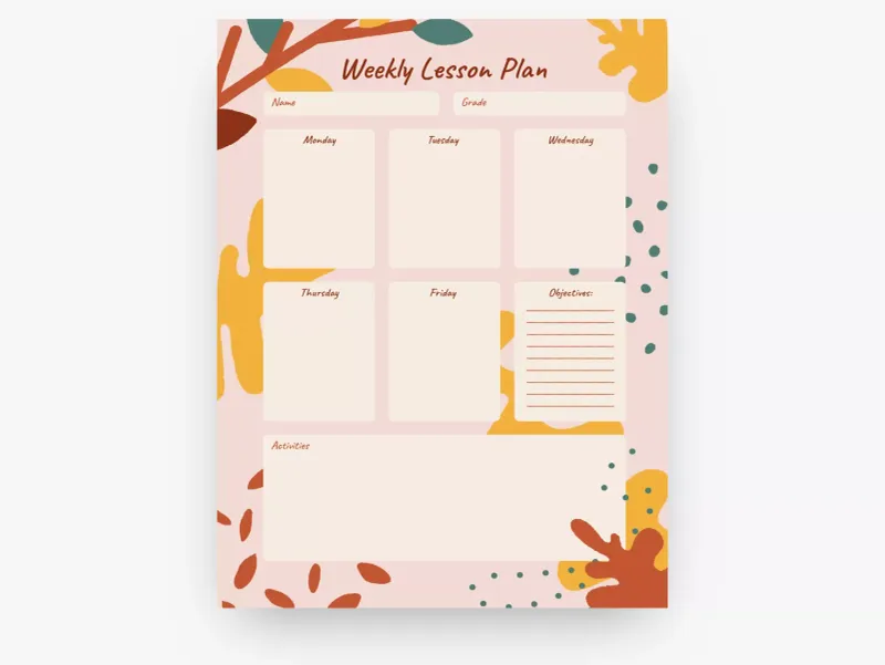 Fall Weekly Lesson Plan for Preschool