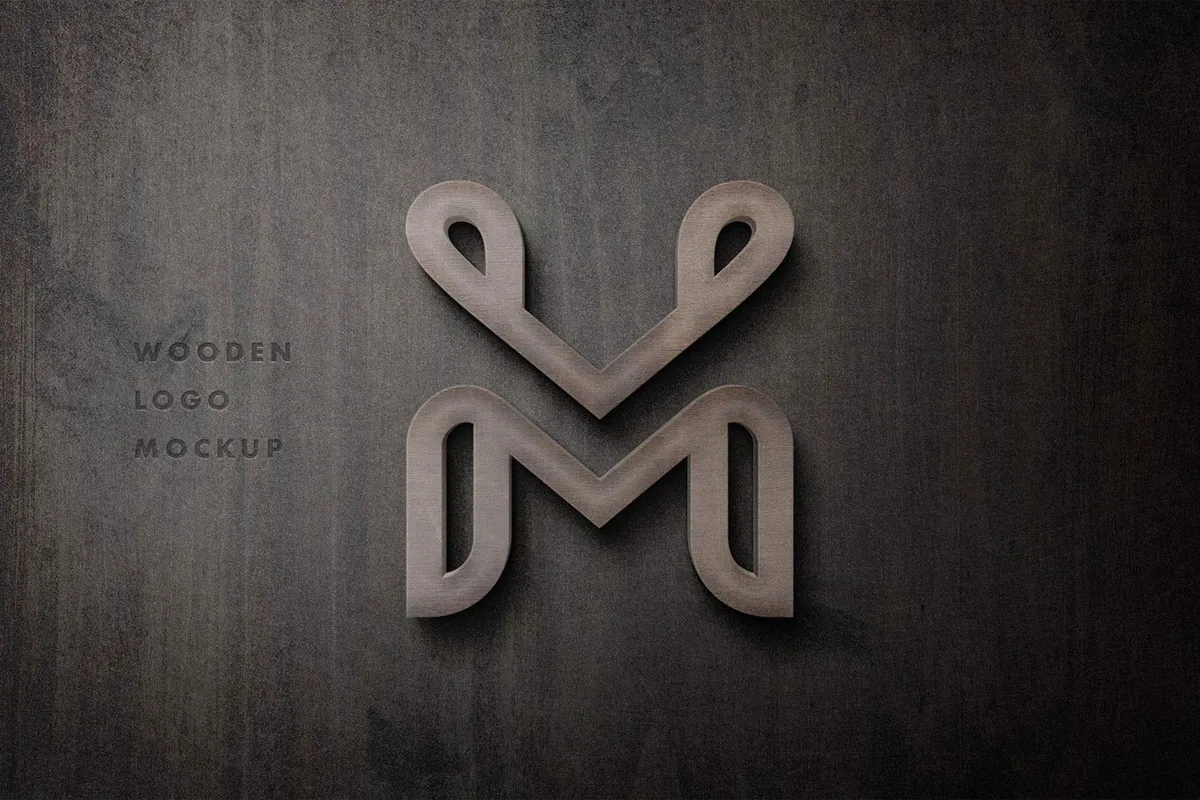 3D Wooden Sign Logo Mockup