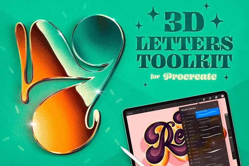 3D Letters Procreate Brushes