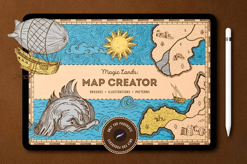 Vintage Map: Procreate Brushes