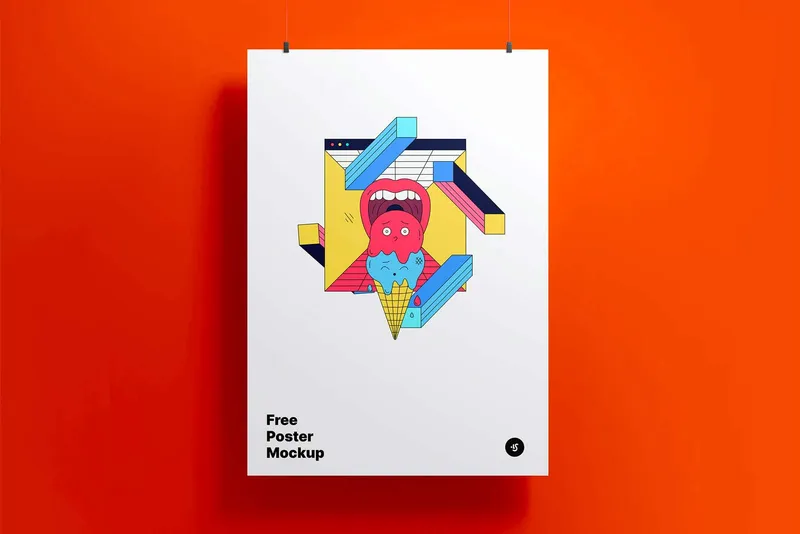 Free Hanging Poster Mockup