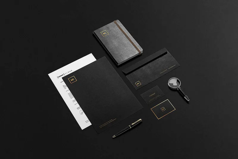 Black + Gold Stationery Mockup