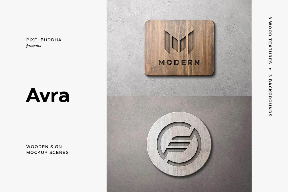 Wooden Sign Mockup Scenes