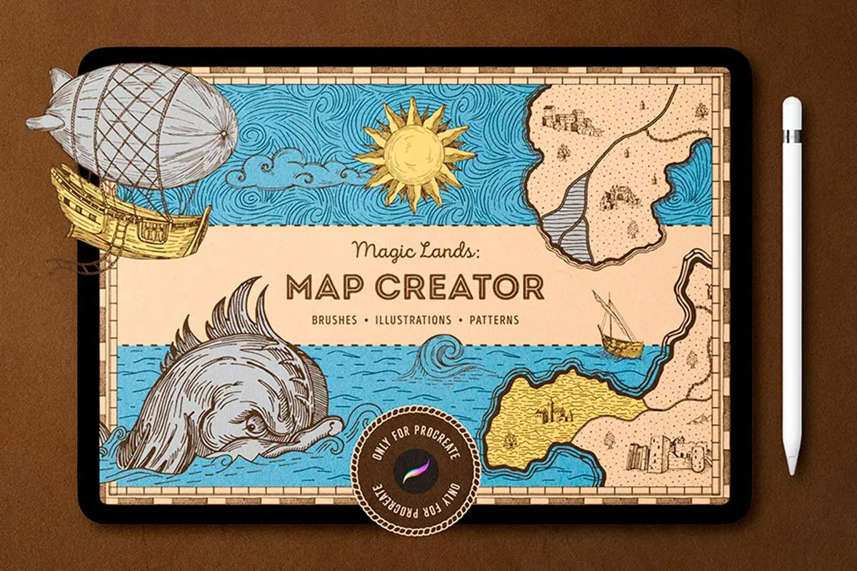 Vintage Map: Procreate Brushes