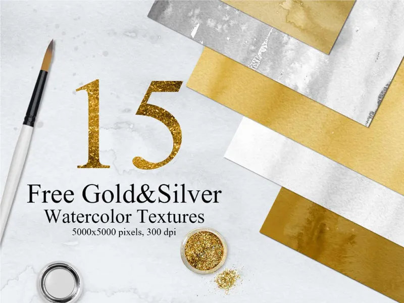 15 Free Gold and Silver Watercolor Textures