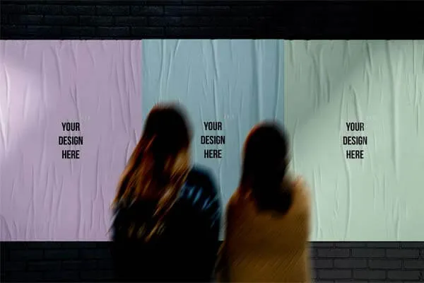 Glued Street Posters Mockup