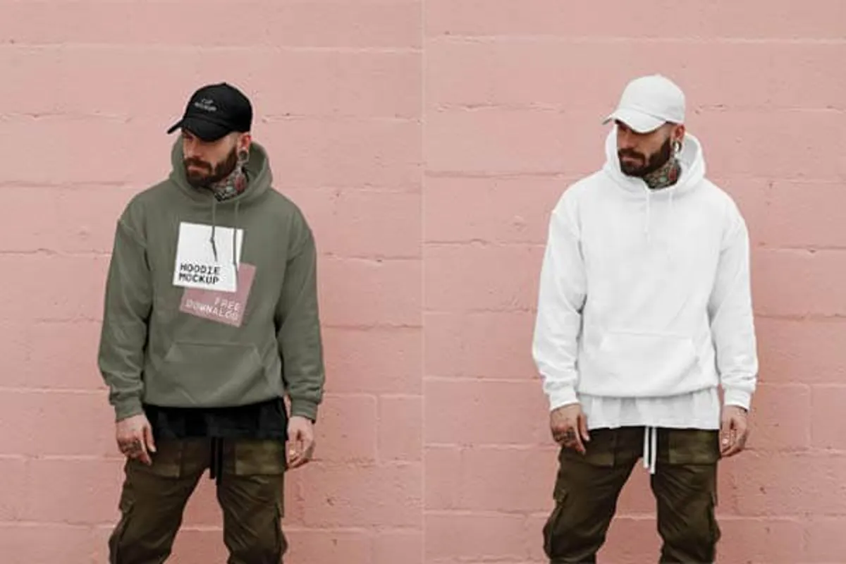 Men in Hoodie Mockup