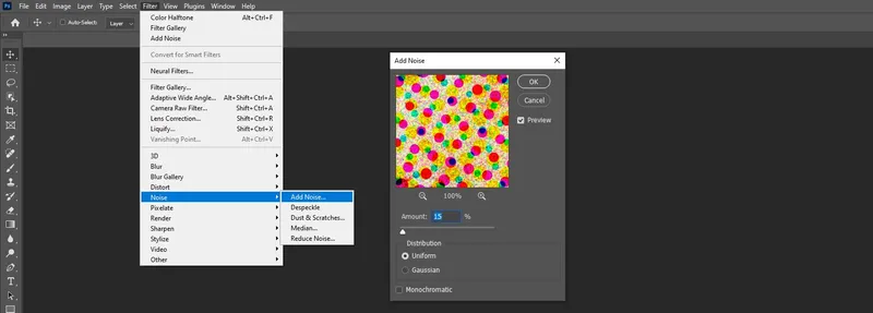 Applying a noise filter to an image