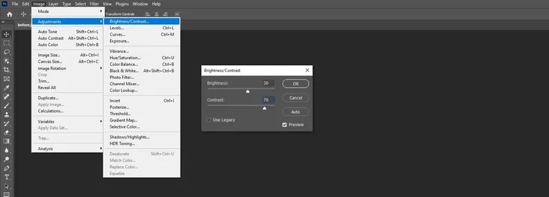 Adjusting the brightness and contrast of the image