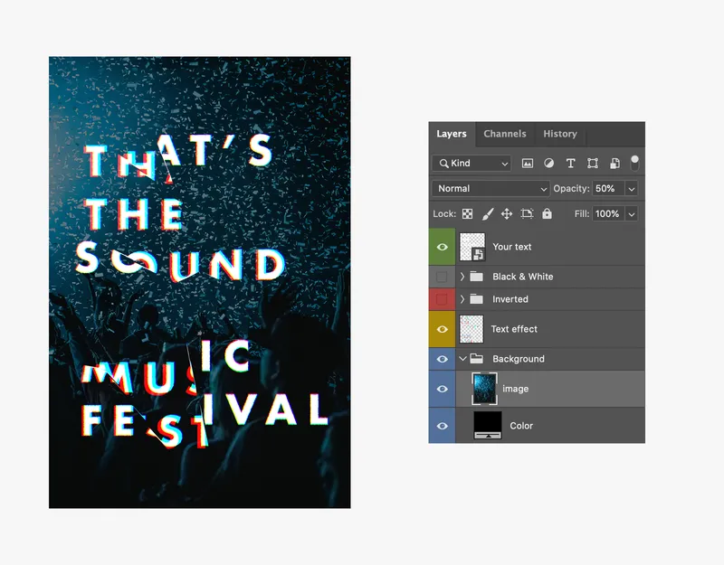 How to Create Poster Design with Chromatic Glitch Text Effect