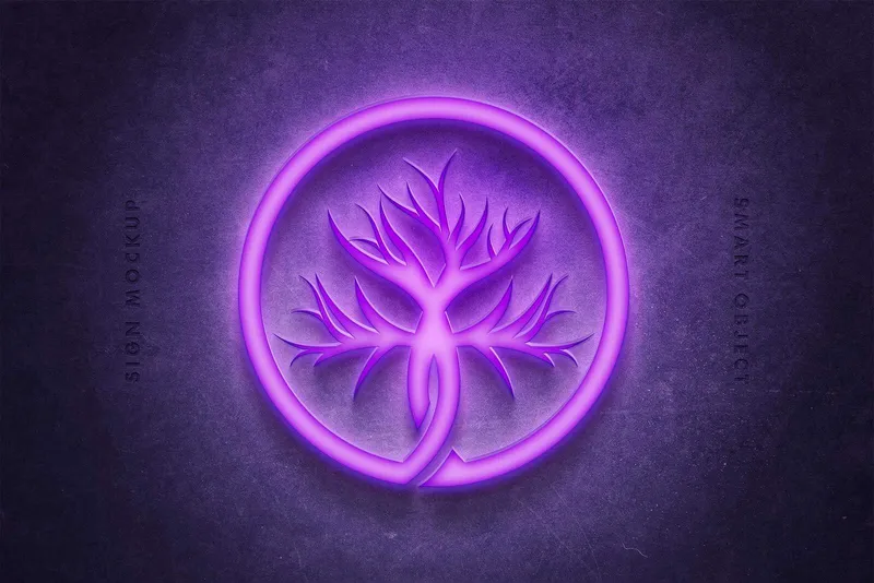 Violet Neon Sign Mockup